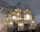 Gorgeous Vintage Sciolari 11 Light Mcm Glass Rod Chandelier 176 12  Glass Rods