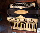 Vintage Capri Piano Accordion Black   White Pearloid With Straps Case Italy