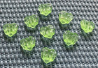9 Matching Antique Vtg Green Glass Leaf Leaves Buttons Beads - 1 2    - Old Lot