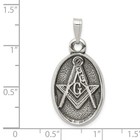 Sterling Silver Antiqued Masonic Pendant Jewelry 33 5mm X 17 3mm