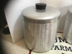 Vtg  1950s Brushed Aluminum Kitchen Nesting Canister Set Flour Sugar Tea