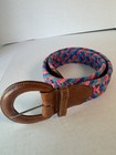 Eddie Buaer Braided Woven Belt Multicolor Leather Buckle Adjustable Size M Women