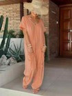 Women s Romper Short Sleeve Jumpsuit One Piece Loose Baggy Long Pant With Pocket