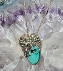 Navajo Turquoise Sterling Silver Pendant Antique Native American 1920
