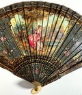 Rare Antique French Hand Painted Vernis Martin 16cm Bris   Hand Fan  Romantic Era