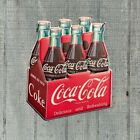 Classic 6-pack Glass Coke Bottle Coca-cola Carrying Carton Metal Hanging Sign