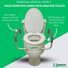 Raised Elevated Toilet Seat Riser For An Elongated Toilet With Padded Aluminum