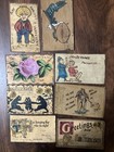 Set Of 8 Antique Leather Postcards 1903-1907 Various Themes And Postmarks Lot B