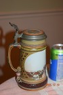 Antique 1 2l Mettlach Nurnberg Etched German Beer Stein  Shield Inlay  Ca  1900