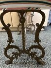 Antique Ornate Brass Color Cast Iron Stool Bench Re-covered 25 w X 12 d X 19 h
