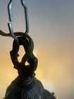 Vtg Hanging Swag Chain Lamp With Brass   Amber Glass Globe Mcm Working Condition