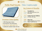 3 Petite 100  Cotton Beach Pool Spa Gym Towels 20x40   Thin Lightweight Lt Blue