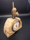 Antique French Bronze And Marble Miniature Clock With A Cat Statue