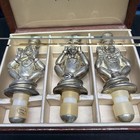 Neiman Marcus 3 Wise Monkeys Silverplate Wine Bottle Stoppers Set W  Box
