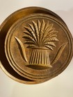 Vintage Carved Wooden Butter Mold Wheat Sheaf Press Primitive Farm