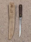 Queen Steel  fl6 Knife Fixed Blade Fillet Knife W  Leather Sheath Vintage