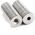 25 100 Strong Countersunk Ring Magnet 1 2 x1 8  Rare Earth Neodymium 1 8  Hole