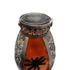 Palm Tree Lamp Light Lantern Metal Glass Battery Powered Timer Stand Hang Rare 