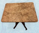Antique Eastlake Side Table Cherry Beveled Brown rose  Marble Top 28 X 20