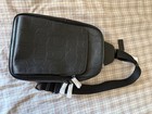 Coach Men s Black Crossbody Bag Adjustable Strap Outer Pockets Logo Pattern