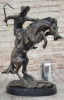 Frederic Remington Western Cowboy Horse Rodeo Bronze Sculpture Signd Artwork Nr