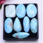 8 Pcs Natural Larimar Untreated 23mm-28mm Cabochon Loose Gemstones Wholesale Lot