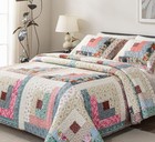  Cotton Real Patchwork Quilt Set 3-piece  100  Washed Cotton  Queen Multicolor
