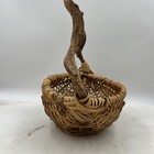 Vintage Small Woven Split Oak Splint Buttocks Egg Basket Primitive Twig