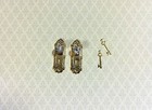 Dollhouse Doorknob Plate Set Gold With Crystal Knobs   Keyhole 1 12 Scale
