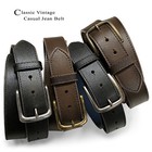 Antique Vintage Buckle Belt Classic Casual Jean Leather Belt 1-1 2  38mm  Wide