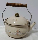 Vintage Enamel Tea Kettle  Marmalade Goose Cream Stovetop International China 