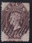 Ceylon 1861 9d Purple-brown Sg25 - Used Cat   300