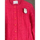 Deans Of Scotland Wellesley Cardigan Pink Shetland Wool Cable Knit Sweater 36