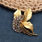 Vintage Flower Brooch Elegant Rhinestone Golden Leaves Sparkling Pin For Women
