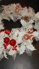Vintage Retro Plastic White Red Christmas 18    Wreath Door Decoration Mid-century
