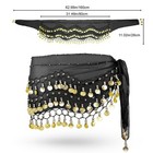 Belly Dance Hip Scarf Women s Black Chiffon Belly Dancing Scarf With 128 Gold   