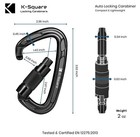 2 Carabiner Clips 24kn Heavy Duty Auto Locking Climbing Aluminum D Ring Twist