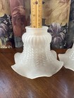 Vintage 2 Frosted Satin Glass Light Fan Ruffled Petticoat 2    Fitter Lamp Shade A