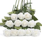  12pcs White Roses Artificial Flowers Bulk Real Touch Roses Fake 12pcs-white