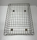 Antique Primitive Metal Wavy Wire Desk Tray In Out Box Basket Organizer Vintage