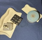 Vintage Bakelite French Ivory Vanity Tray Set And Bottle Cream Plastic Dresser