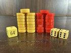 Vtg Lot 30 Catalin Bakelite Backgammon Red   Butterscotch 3 4 X 3 16   3 Die  k 