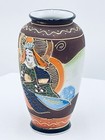 Vintage Satsuma Style Small Vase  Moriage Detailing Kannon And Holy Arhats 4 75 