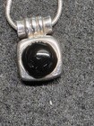 Sterling Silver Snake Chain Necklace Square  Pendant Black   Silver