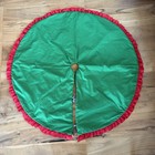 Vtg Handmade Quilted Country Patchwork Star Christmas Tree Skirt 42  Lace Trim