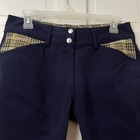 Baker Elite Womens Equestrian Knee Patch Breeches Navy And Plaid Stretch Size 30