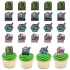 Minecraft Lush Finds Cupcake Decoration Toppers   24 Pack Party Cake Rings