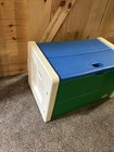 Vintage Large Little Tikes Toy Box Storage Chest White Green Blue 1980 s 90 s