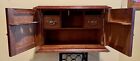 Antique Vintage Quarter Sawn Oak Pipe Smoking Cabinet Brass Handles 18 X10 X 11