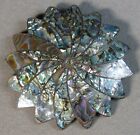 Vintage Sterling Silver Abalone Inlay Brooch Pendant 13g Icm Mexico  j4521